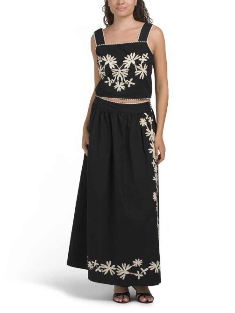 SOLITAIRE 2pc Tank Top And Skirt Embroidered Set